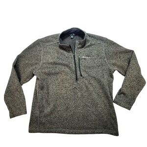 Eddie Bauer Men's Sweater Heather Charcoal  2XL Fleece Lined 1/4 Zip Long Sleeve